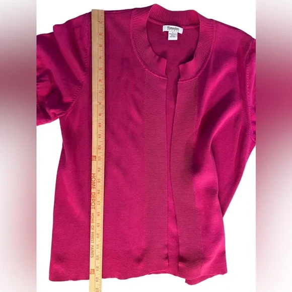 Hampshire Studio Barbie Pink Short Sleeve Cardigan Sweater size L - Picture 6 of 6